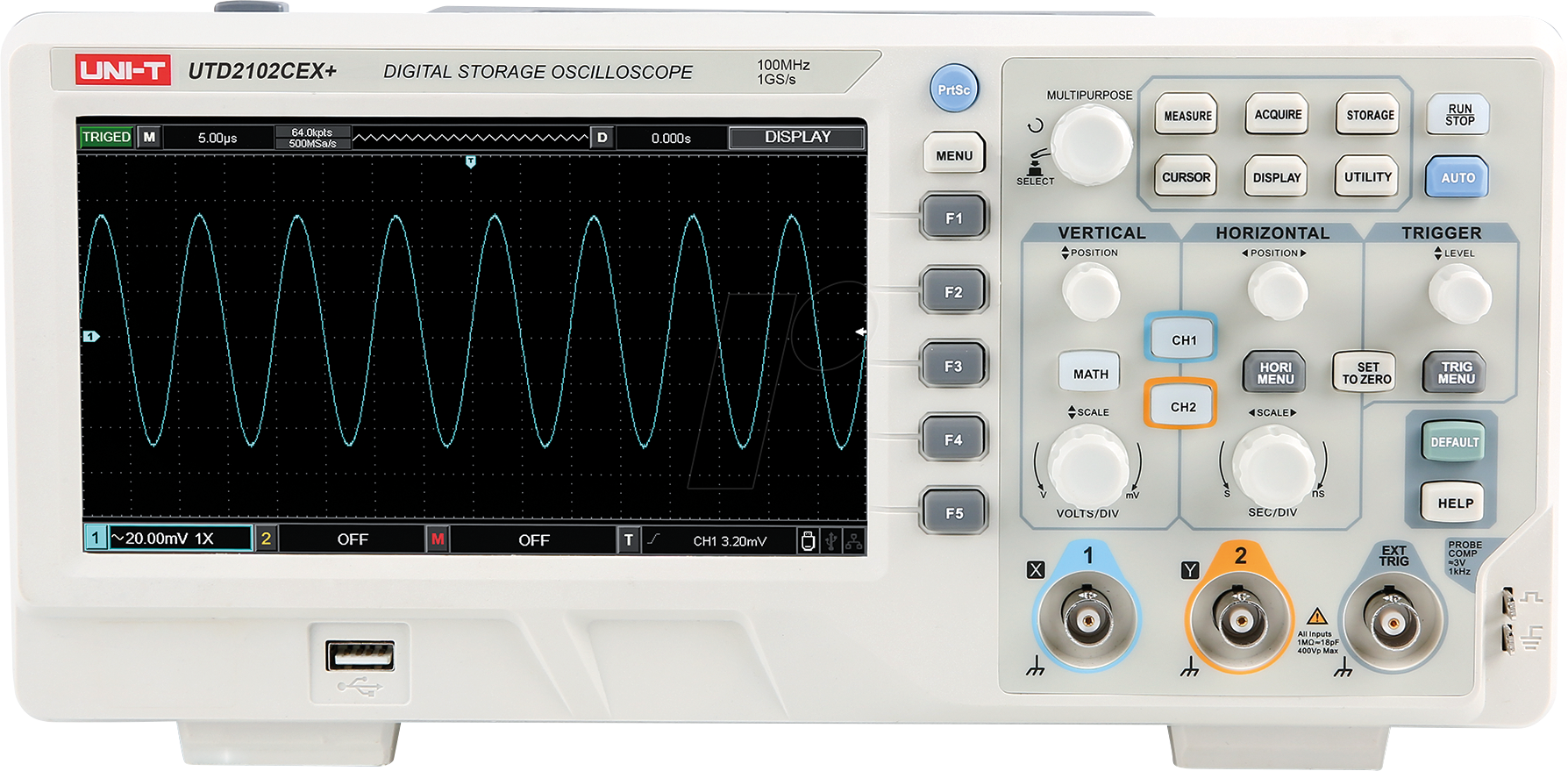 UTD 2102CEX+ - Digital-Speicher-Oszilloskop, 100 MHz, 2 Kanäle