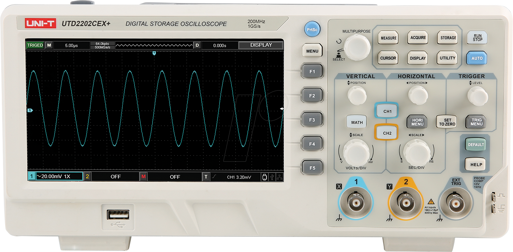 UTD 2202CEX+ - Digital-Speicher-Oszilloskop, 200 MHz, 2 Kanäle