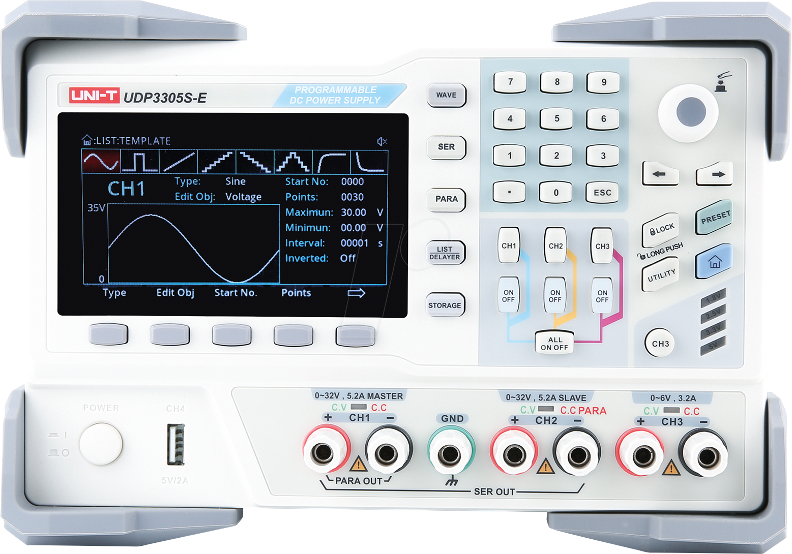 UT DP3305S-E - Labornetzgerät DP3305S-E, 0-30 V, 0-3 A, 328 W, 4 Kanal