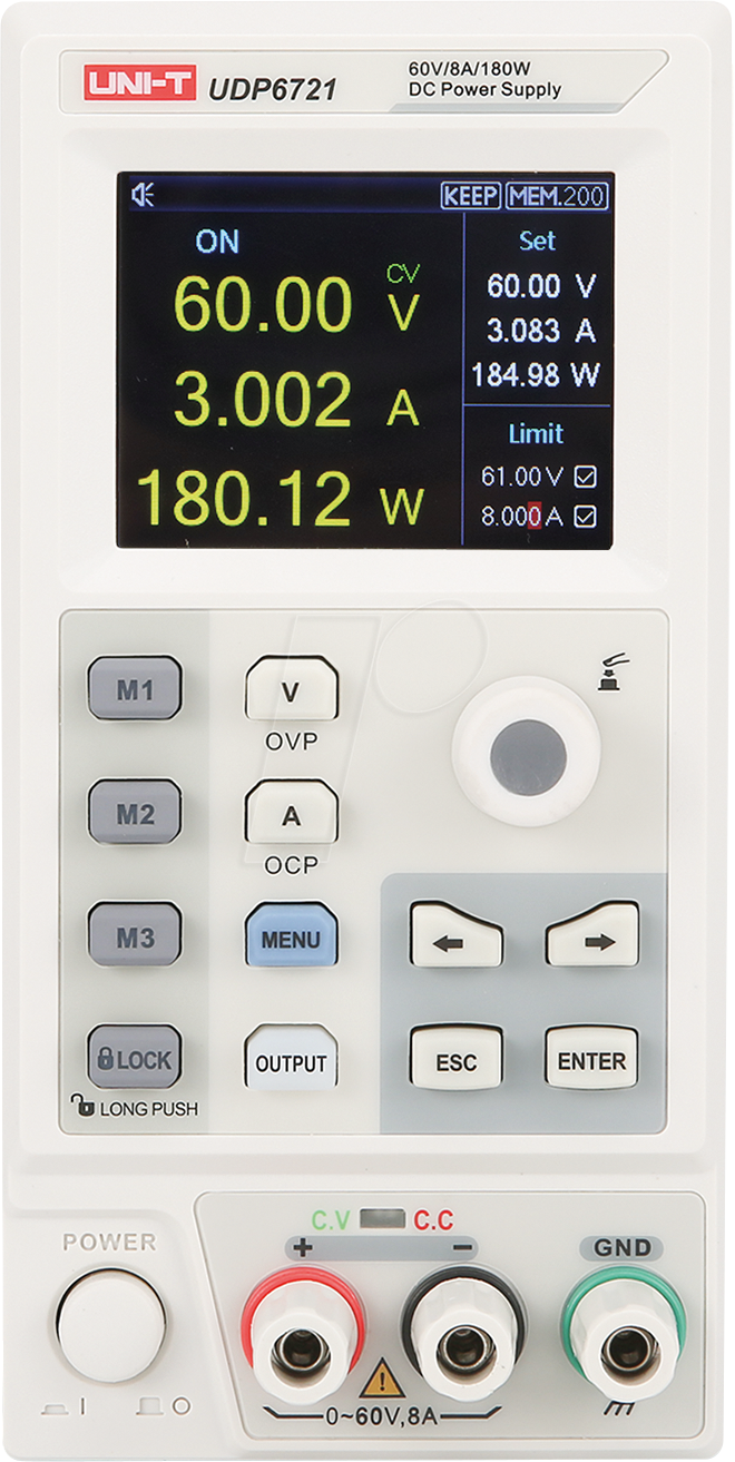 UT DP6721 - Labornetzgerät DP6721, 0-60 V, 0-8A, 180 W, 1 Kanal, programmier