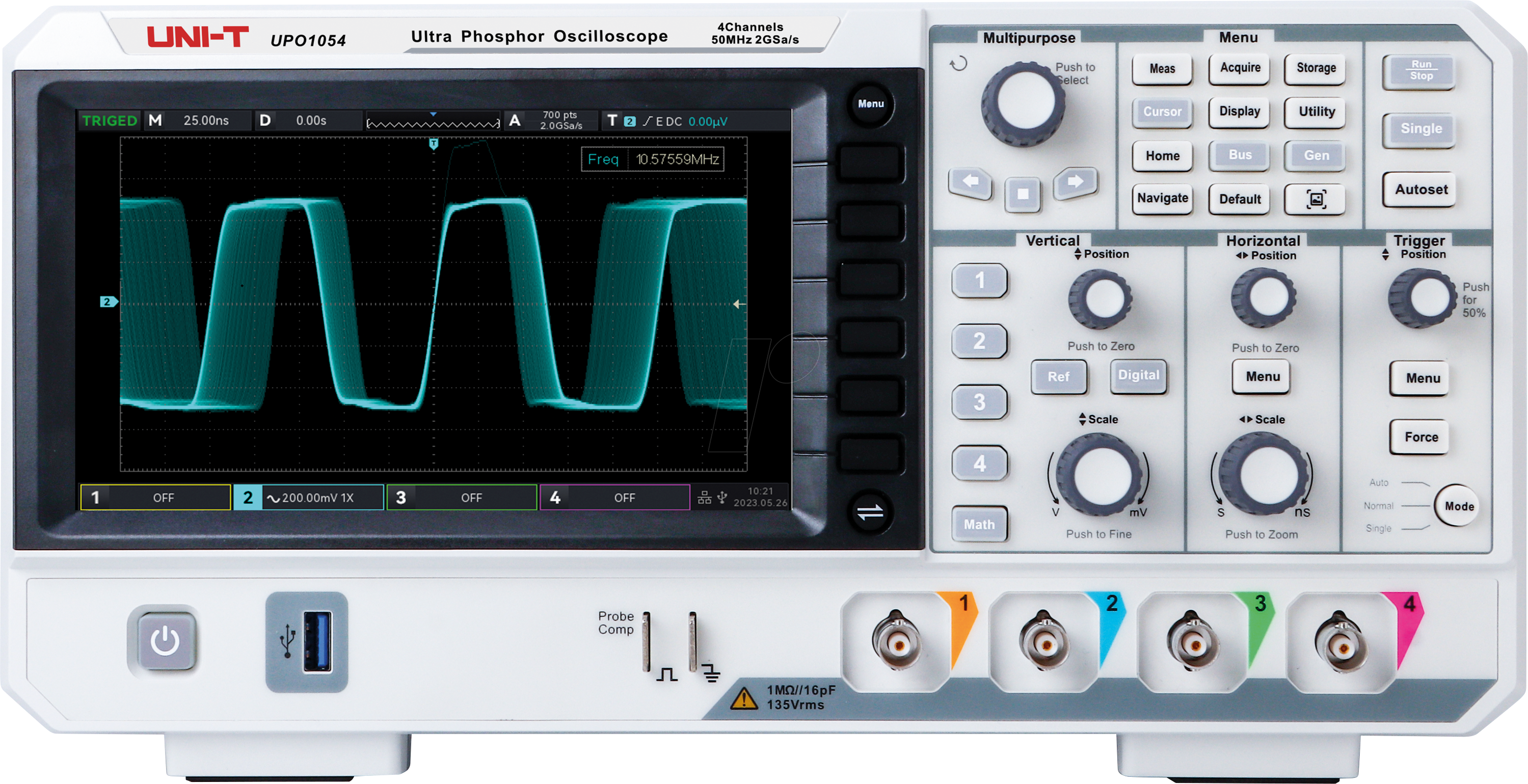 UT UPO1054 - Digital-Speicher-Oszilloskop, 50 MHz, 4 Kanäle