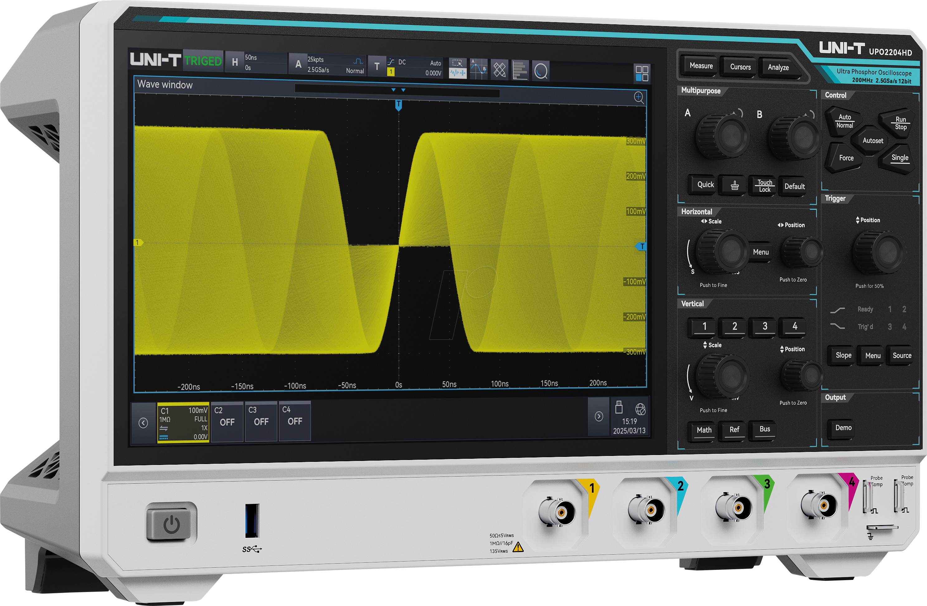 6935750522257 - UT UPO2204HD - Digital-Speicher-Oszilloskop 200 MHz 4 Kanäle 12-Bit