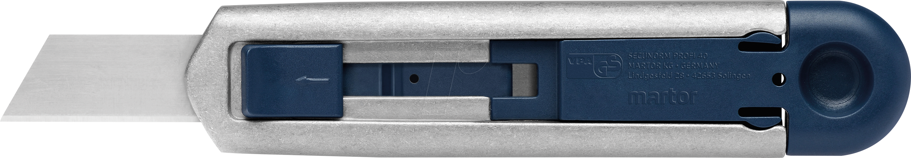 Sicherheitsmesser Secunorm Profi40 MDP ergonomisch metalldetektierbar L 143 x B 17 x H 31 mm rostfreier Stahl Aluminium Kunststoff blau