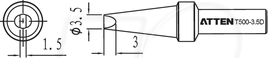 ATTEN T500-3,5D - Lötspitze, 3,5 mm, meißelförmig, gerade