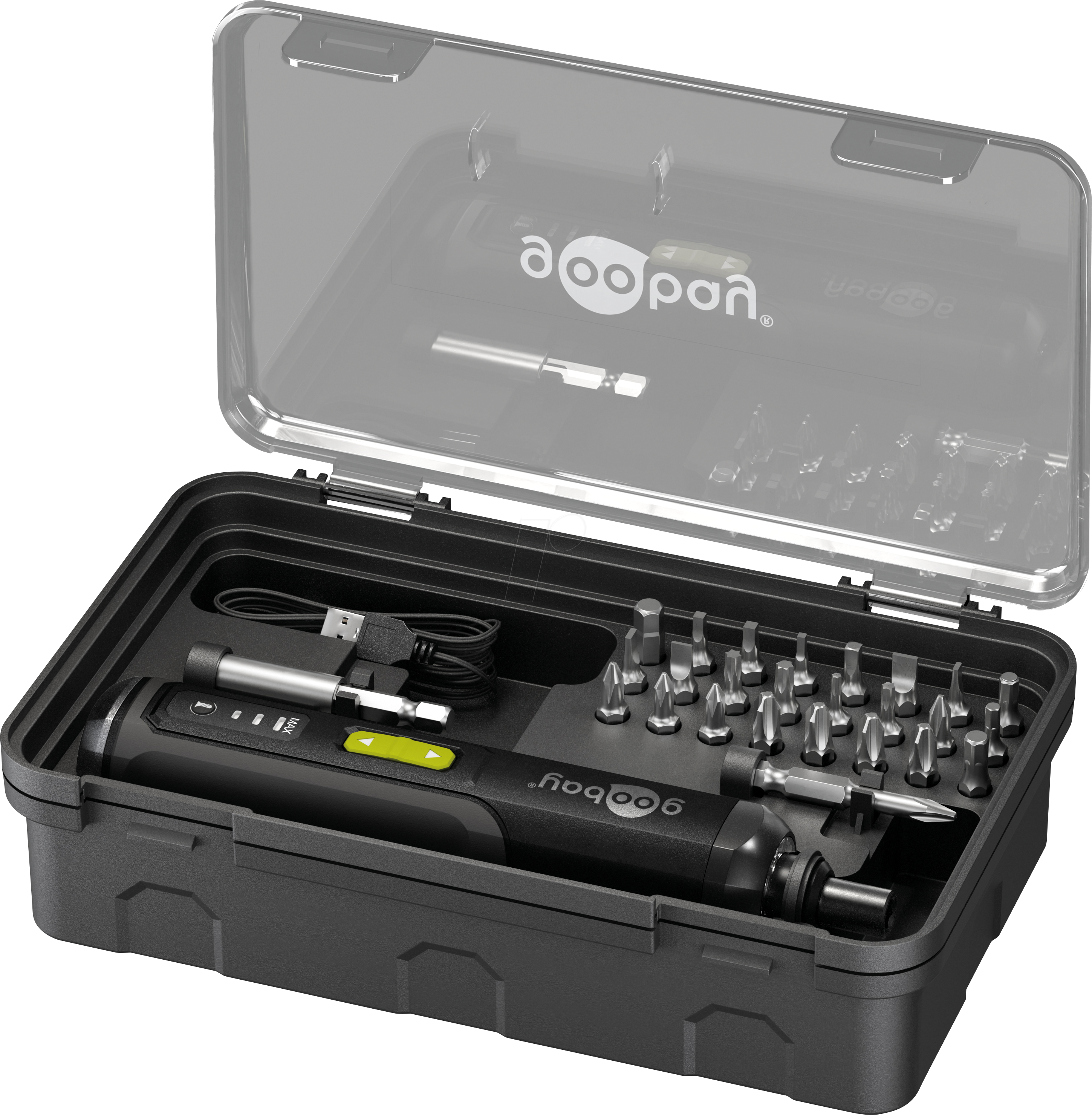 4040849778162 - GOOBAY 77816 - Akku-Schrauber Mini 5 V 1500 mAh 28-teiliges Zubehör mit LED