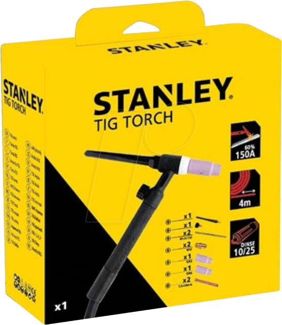 VEL STW98017 - TIG-Brennerset, mit 10/25 Anschluss, 4m Schlauch