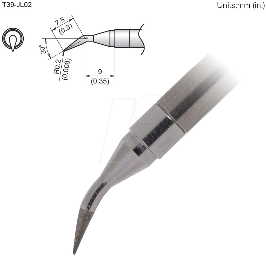 4962615059384 - HAK T39-JL02 - Aktiv-Lötspitze T39-JL02 02 mm gebogen konisch