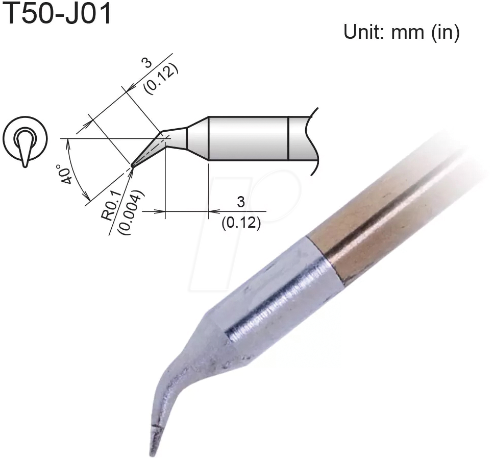 4962615059575 - HAK T50-J01 - Aktiv-Lötspitze T50-J01 01 mm gebogen konisch