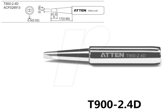 ATTEN T900-2,4D - Lötspitze, 2,4 mm, bleistiftförmig, gerade