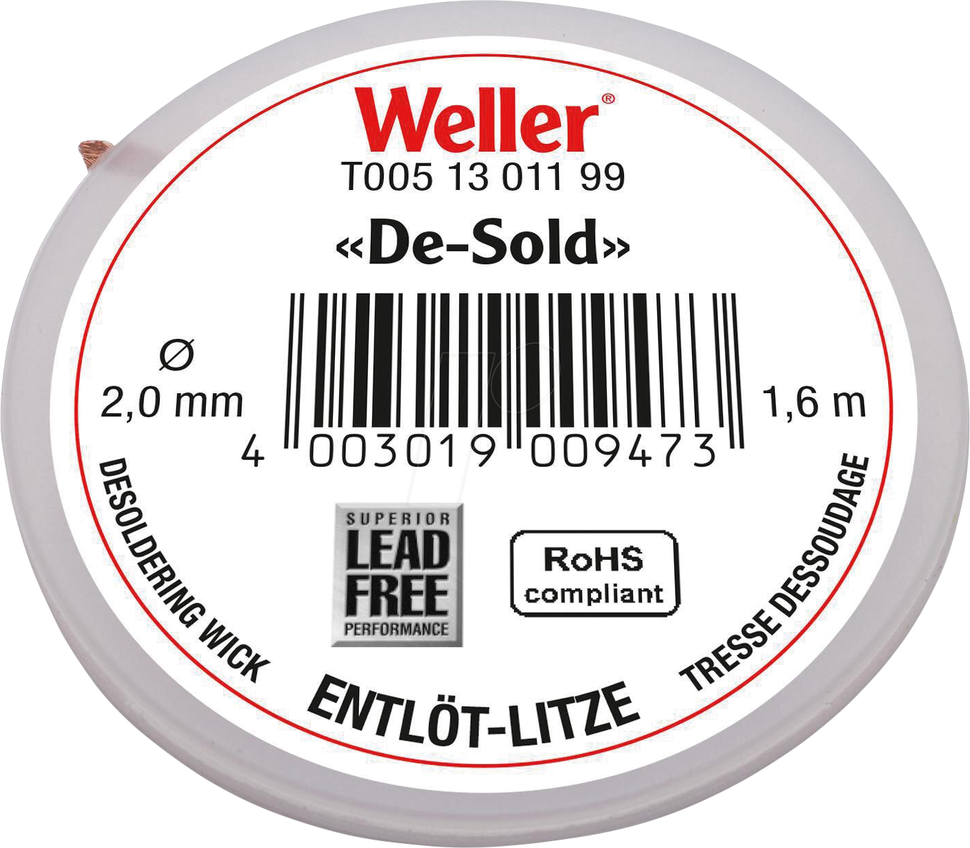 Entlötlitze De-sold auf Spule Breite 20 mm Länge 16 m - Weller