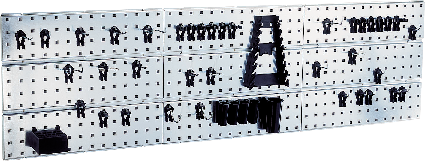 5733439109659 - 109659 Werkzeughaken Lochpaneel x 3 + 44 Clips (b x h x t) 1560 x 440 x 11 mm 1 St - Raaco