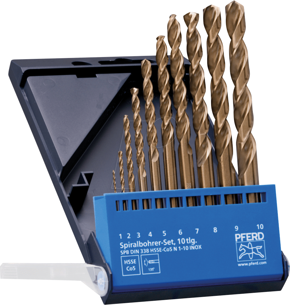 4007220413739 - Pferd - Spiralbohrer-Set 10-tlg inox hsse n din 338 für zähe und harte Werkstoffe 4007220413739 - Pferd - Spiralbohrer-Set 10-tlg inox hsse n din 338 für zähe und harte Werkstoffe