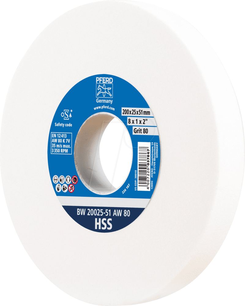4007220037867 - 39009703 bw 20025-51 aw 80 hss Schleifscheibe Durchmesser 200 mm Bohrungs-Ø 51 mm 1 St - Pferd