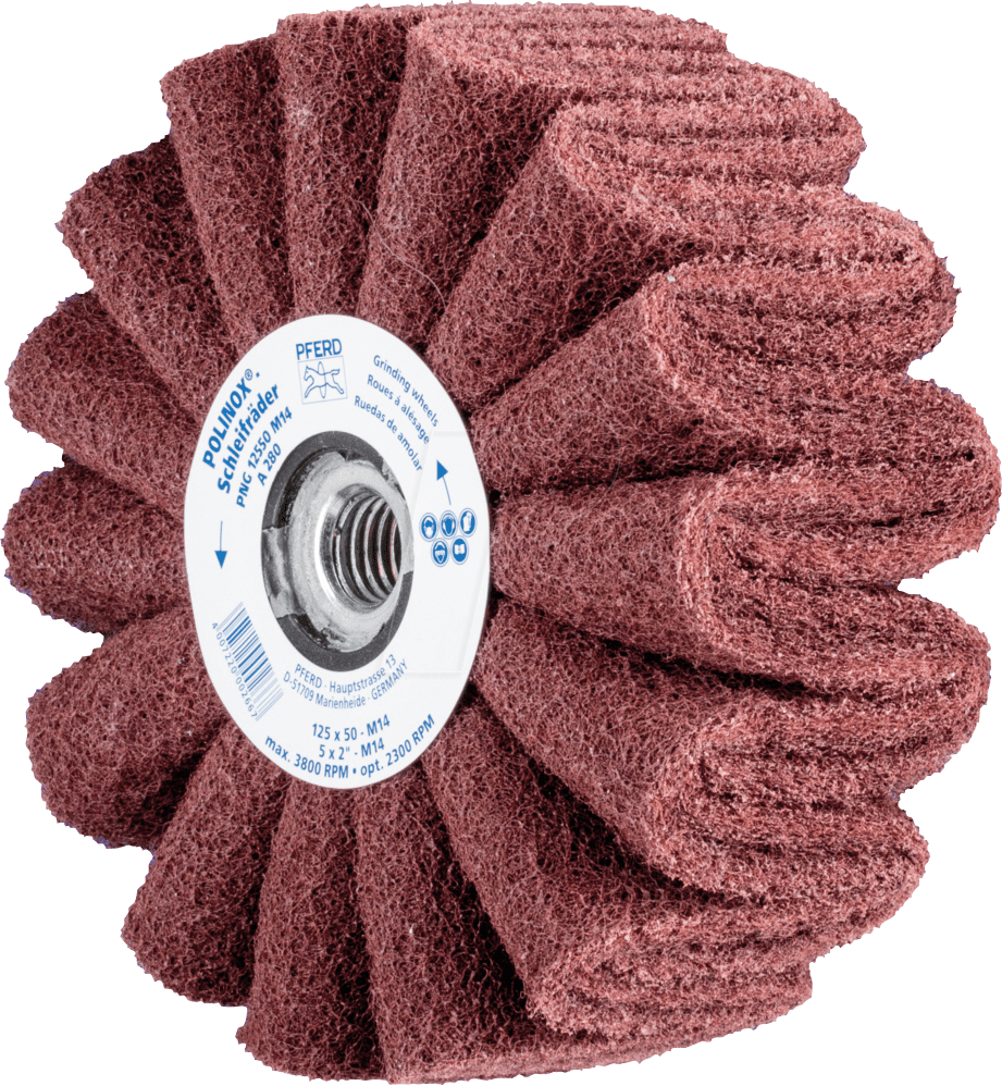 4007220002667 - 44642503 POLINOX Vlies-Schleifrad PNG Ø 125 x 50 mm Gewinde M14 A 280 für Feinschliff & Finish 125 mm 2 St