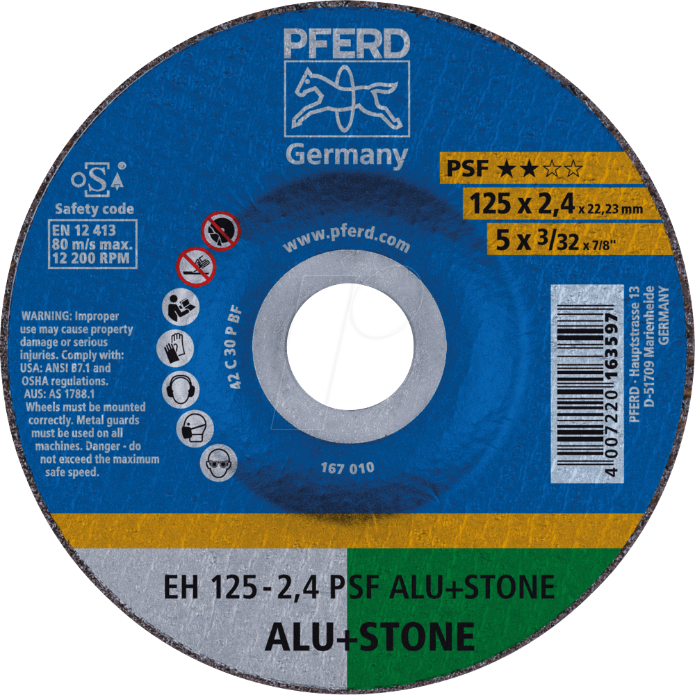 4007220417867 - PFERD 69198294 - Trennscheiben EH 125-24 PSF ALU+STONE 4007220417867 - PFERD 69198294 - Trennscheiben EH 125-24 PSF ALU+STONE