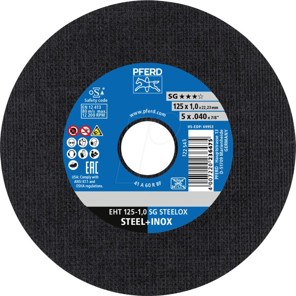 4007220417928 - EHT 125-10 SG STEELOX (5) 69198297 Trennscheibe gerade 125 mm 5 St Edelstahl Stahl 4007220417928 - EHT 125-10 SG STEELOX (5) 69198297 Trennscheibe gerade 125 mm 5 St Edelstahl Stahl