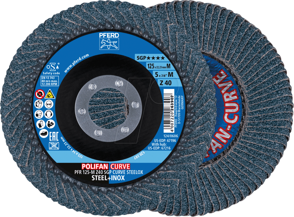 4007220229910 - 69398197 pfr 125-M z 40 sgp curve steelox Fächerschleifscheibe Durchmesser 125 mm 2 St - Pferd 4007220229910 - 69398197 pfr 125-M z 40 sgp curve steelox Fächerschleifscheibe Durchmesser 125 mm 2 St - Pferd