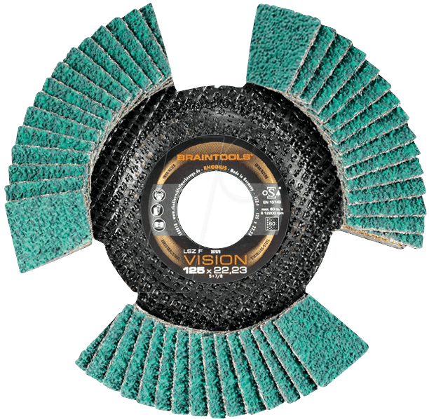 4011890060063 - Vision cool Fächerschleifscheibe K60 ø 115 mm Bohrung 2223 mm für Winkelschleifer - Rhodius