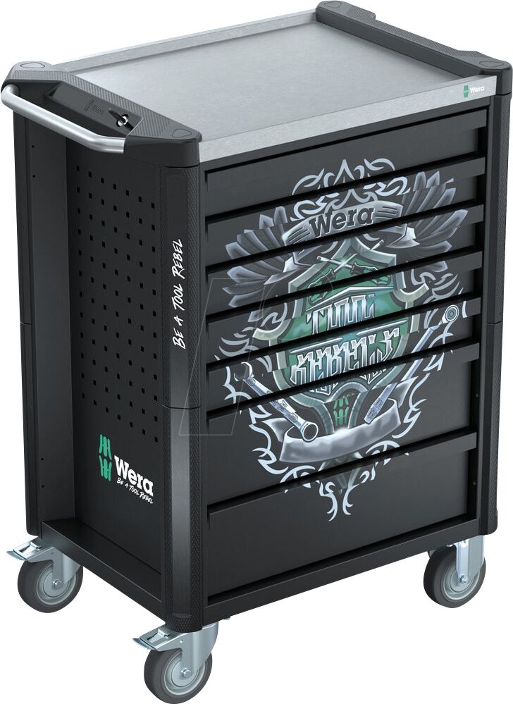 9706 Tool Rebel Werkstattwagen Stainless 2, mit Bestückung, Werkzeugwagen
