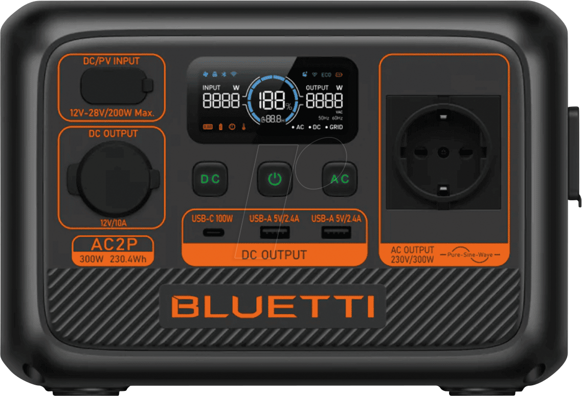 6970991294532 - AC2P Portable Powerstation schwarz Powerstation - schwarz - Bluetti