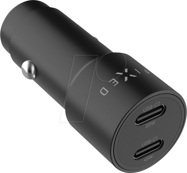 FIXCC65-CC-BK - USB-Ladegerät, 65 W, 5-12 V, 3 A, 2x USB-C, Kfz, schwarz