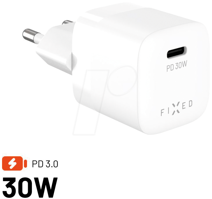 8591680185481 - FIXCG30M-C-WH - USB-Ladegerät 30 W 5-20 V 3 A 1x USB-C PD 30 weiß