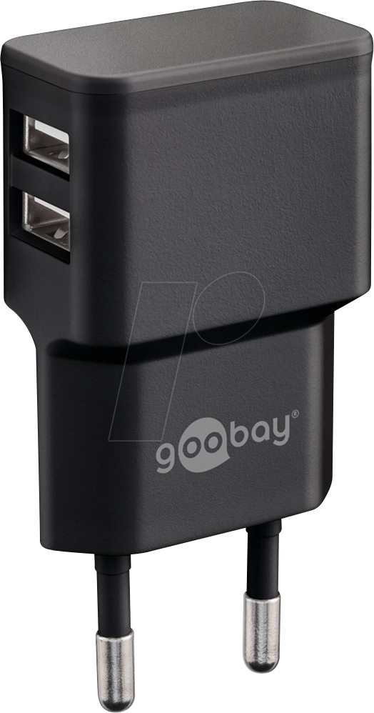 GOOBAY 44951 - USB-Ladegerät, 5 V, 2400 mA, dual, schwarz