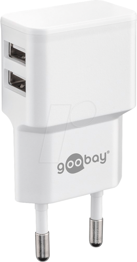 GOOBAY 44952 - USB-Ladegerät, 5 V, 2400 mA, dual, weiß