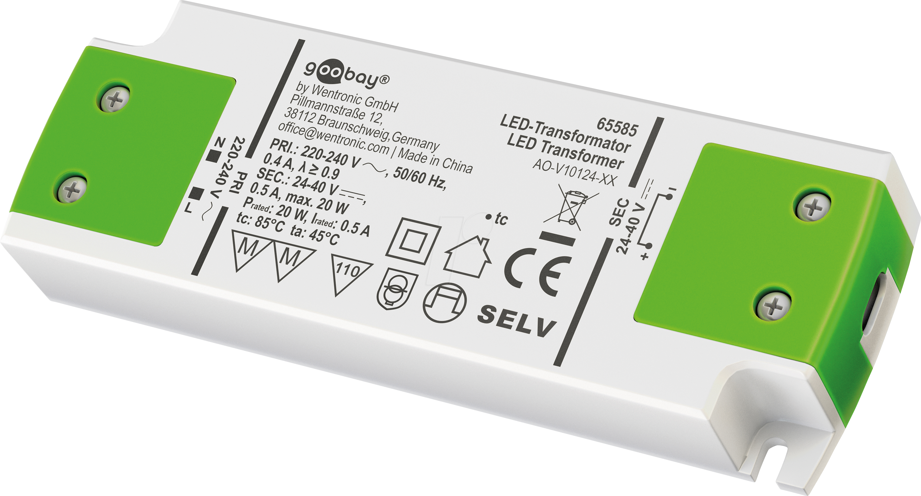 4040849655852 - GOOBAY 65585 - LED-Trafo 20 W 24-40 V 500 mA CC