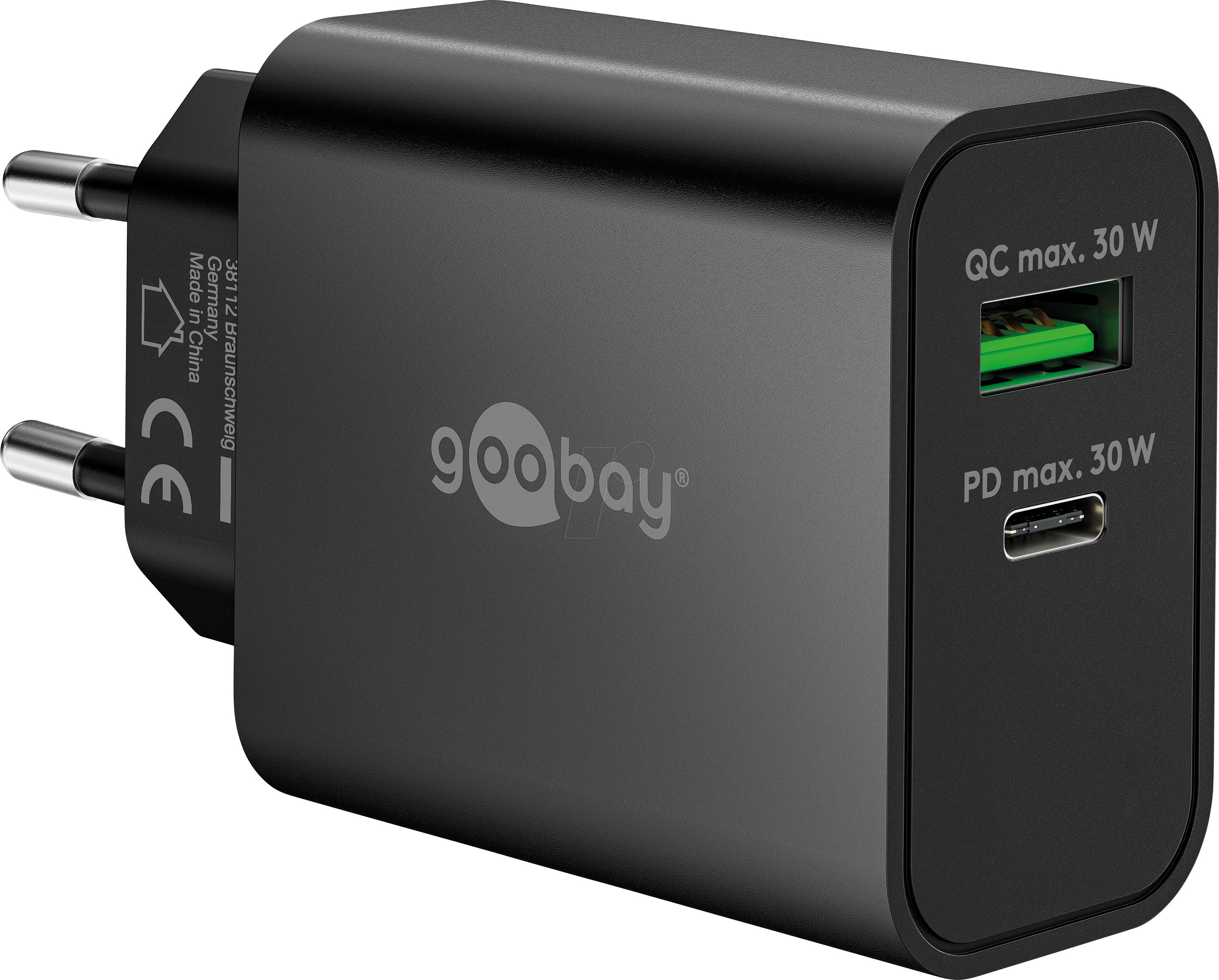 4040849753350 - GOOBAY 75335 - USB-Ladegerät dual 30 W 1xUSB-C PD 1x USB-A QC GaN schwarz 4040849753350 - GOOBAY 75335 - USB-Ladegerät dual 30 W 1xUSB-C PD 1x USB-A QC GaN schwarz