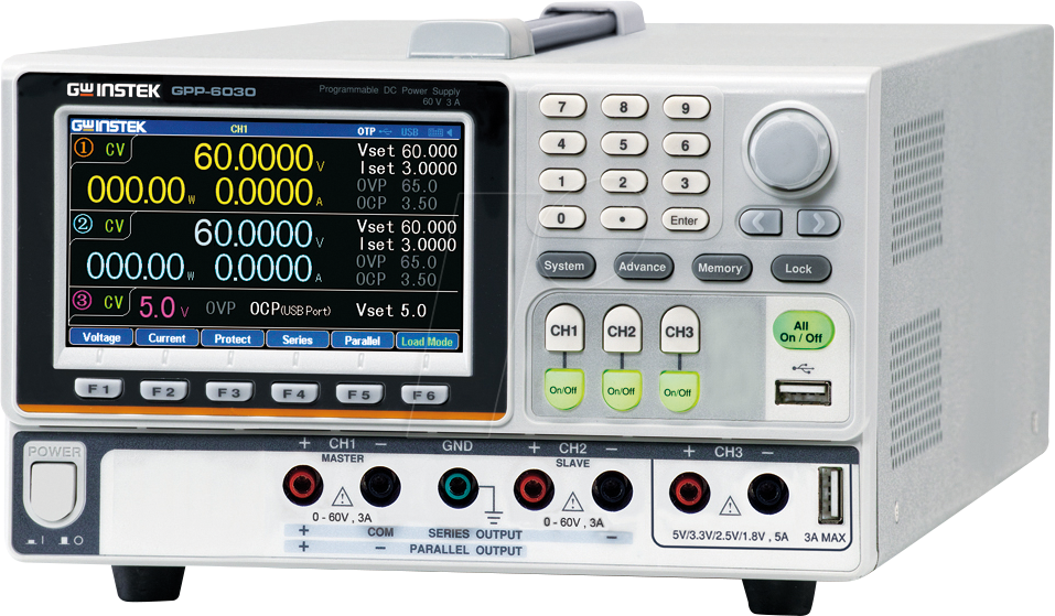 GPP-6030L - Labornetzgerät, 0 - 60 V, 0 - 3 A, programmierbar, 3 Kanäle