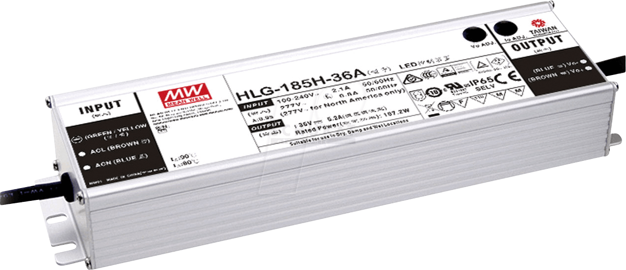 MW HLG-185H-24AB - LED-Trafo, 185 W, 24 V DC, 7800 mA, dimmbar, 3-in-1