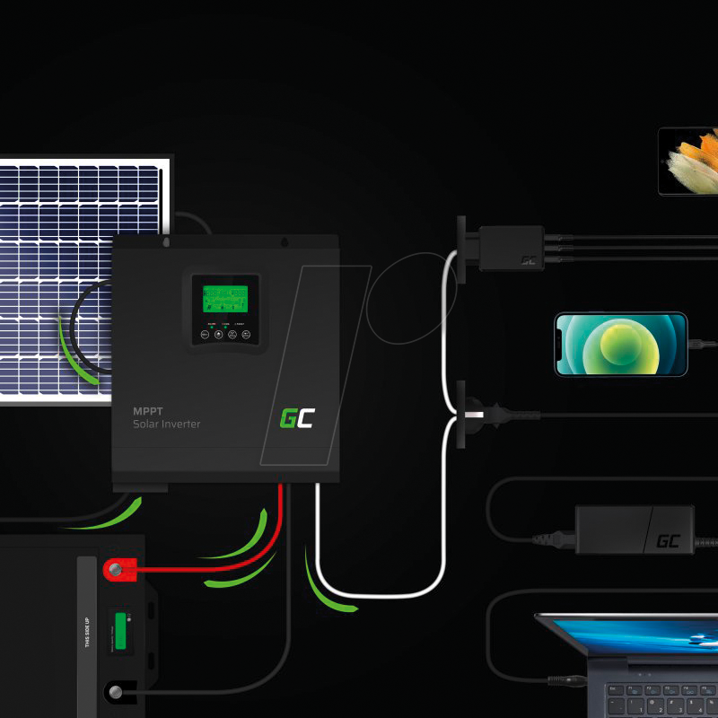GC INVSOL02: Solar Wechselrichter 24 VDC, 230 V AC, 3000VA - 3000W