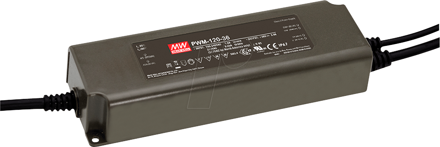 MW PWM-120-24 - LED-Trafo, 120 W, 24 V DC, 5000 mA, dimmbar