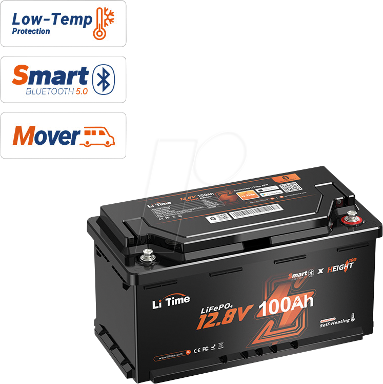 LI12-100/200MOV - Lithium-Akku, LiFePO4, 12,8 V, 100 Ah, 200 A BMS, BT & Heizung