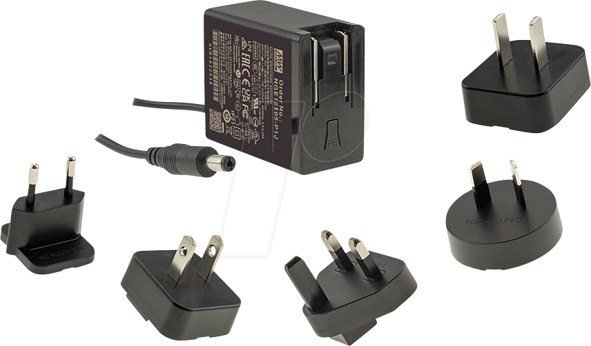 MW NGE12I12-P1J - Steckernetzteil, 12 W, 12 V, 1 A, für Wechseladapter, medical