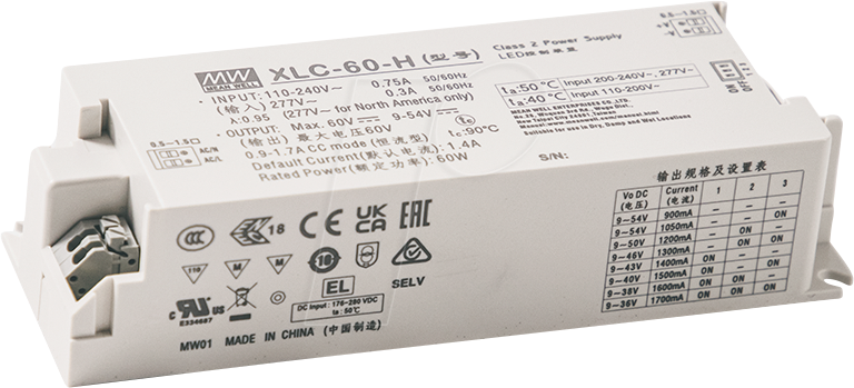 MW XLC-60-12 - LED-Netzteil, 60 W, 12 V, 5 A, CV