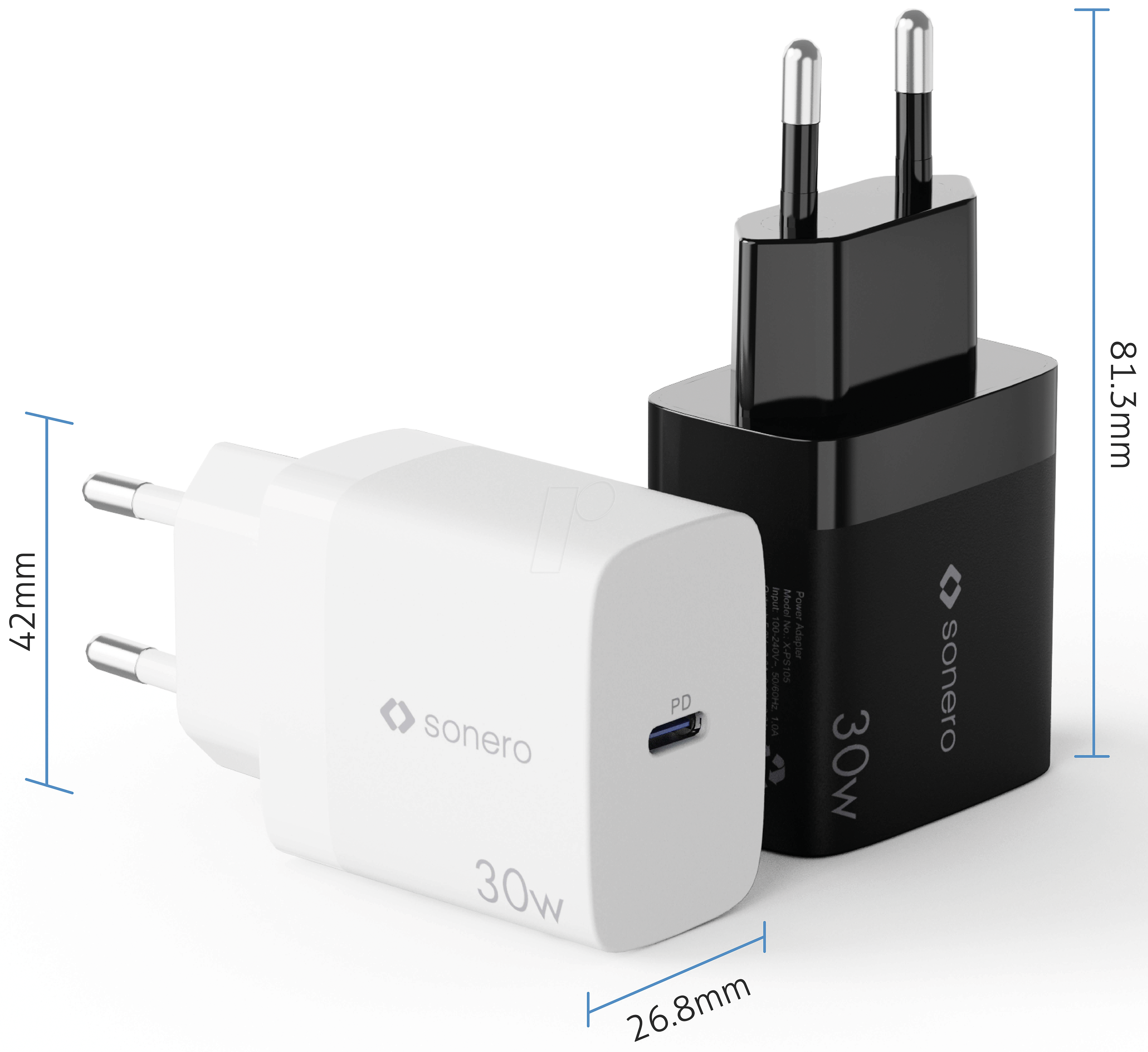 Ps106 SON X-PS106: USB-Ladegerät, 30 W, GaN, PD, 1x USB-C, weiß chez reichelt ...