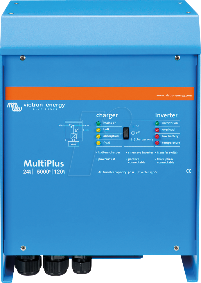 8719076024033 - Wechselrichter »Inverter   Charger Victron MultiPlus 24 5000 120-100« Wandler 5000 W 24 VDC blau Elektroinstallation