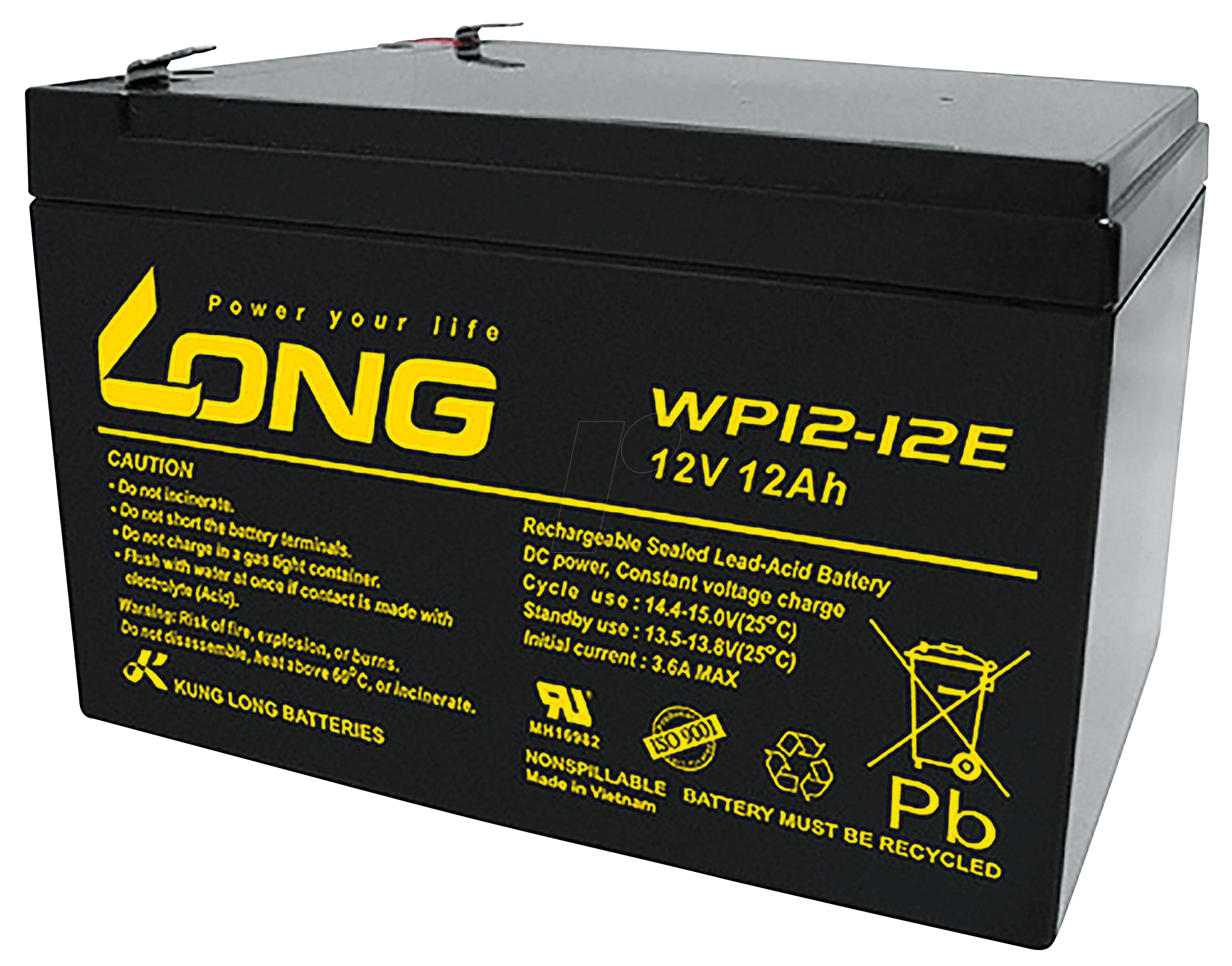 Wp12 12e F2 Maintenance Free Sealed Lead Acid Battery 12 Ah 12v