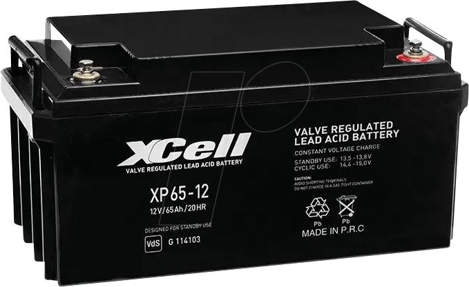 XCELL XP65-12 - Blei-Vlies-Akku, 12 V, 65 Ah
