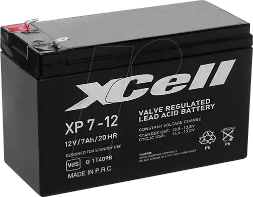 XCELL XP7-12F2 - Blei-Vlies-Akku, 12 V, 7 Ah