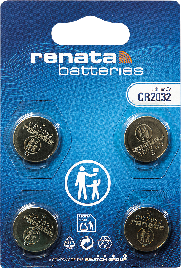 CR 2032 REN X4 - Lithium-Knopfzelle, 3 V, 225 mAh, 20,0x3,2 mm, 4er-Pack