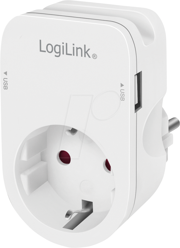 LOGILINK PA0247 - Steckdosenadapter mit Ablegehalterung, 2x USB-A