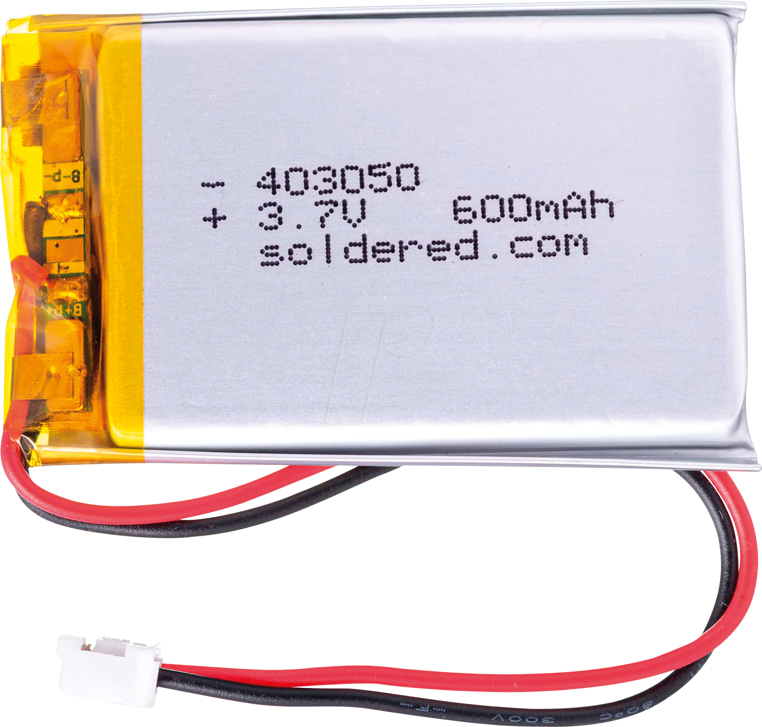 AKKU SOLD333279 - Li-Ion Akku, SOLDERED 333279, 600 mAh, 3,7 V