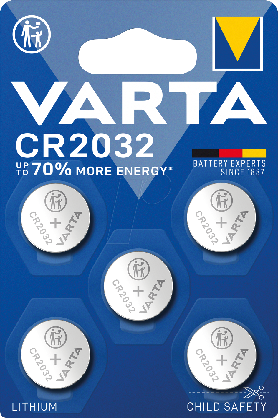 CR 2032 VAR 5X - Lithium-Knopfzelle, 3 V, 20x3,2 mm, 5er-Pack