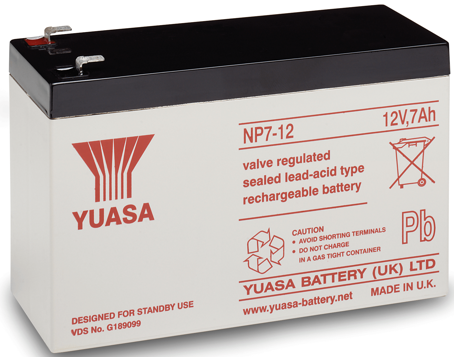 YUASA YUASA AGM battery, 7 Ah, 12 V, VdS, Faston 4.8 mm | Lead