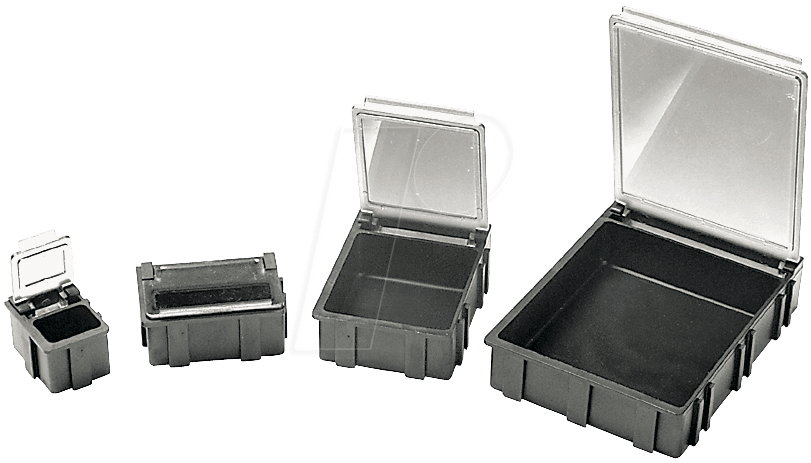 ESD BOX 1 SW: ESD SMD Klappbox 16 x 12 x 15 mm, Deckel transparent