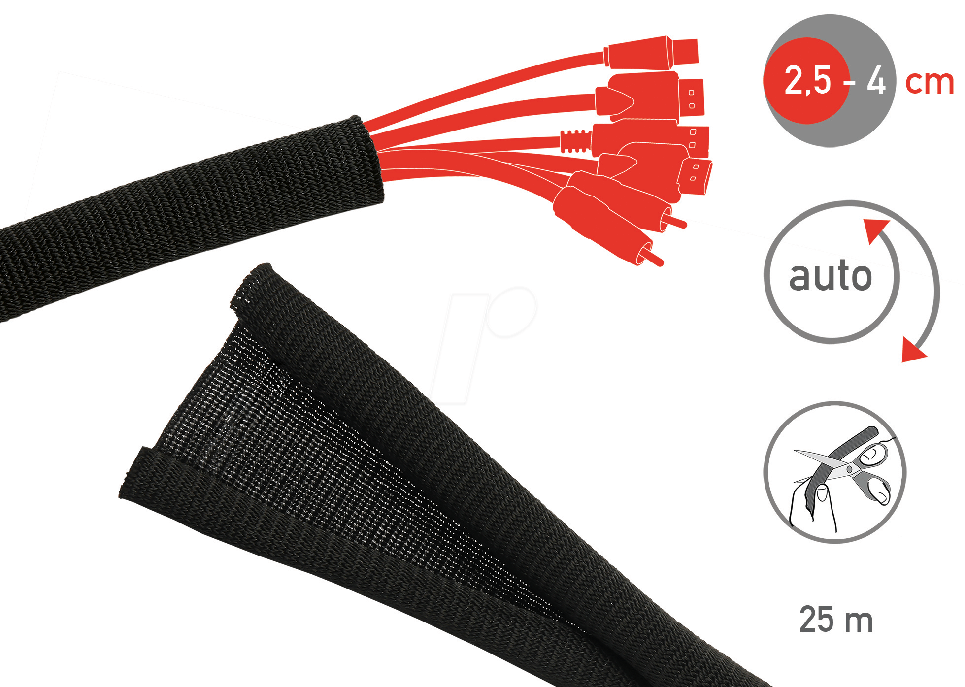 7m Kabel-Schlauch Aus Nylon – Wellpappe, 25mm Durchmesser, Für Kabelmanagement