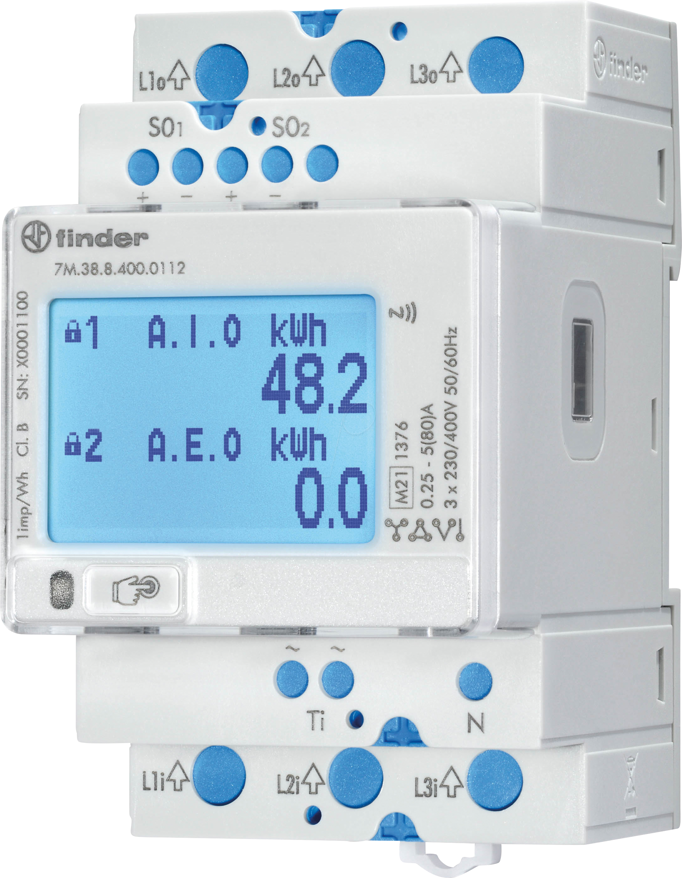 8012823433196 - FIN 7M38 0112 - Multifunktions-Energiezähler LCD 2 x S0 IR NFC MID